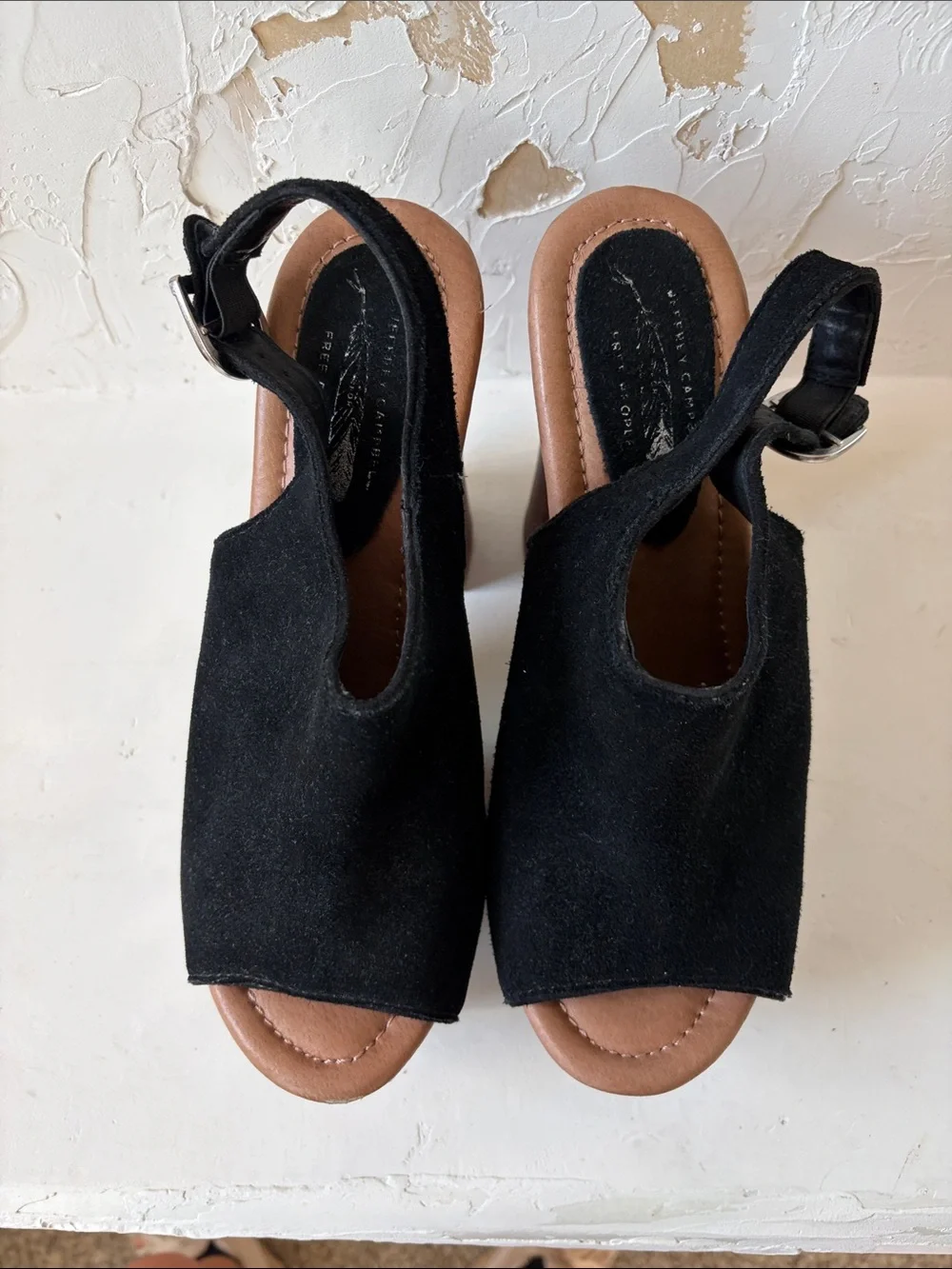 Jeffrey Campbell/Free People Black Suede Platform Slingback Sandals